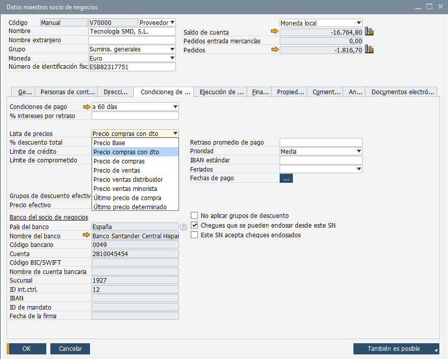 Listas de precios SAP Interlocutores